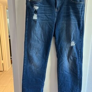 Torrid Women’s Bombshell Straight Premium Stretch Distressed Denim Blue Jeans